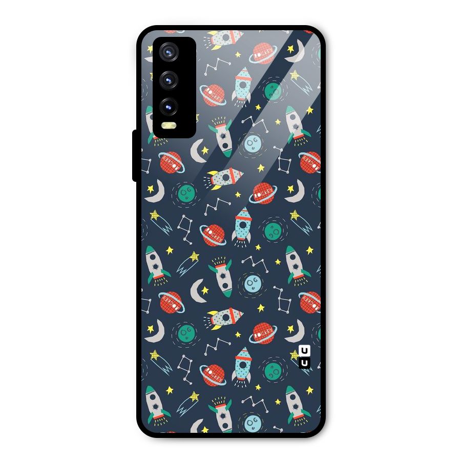 Space Rocket Pattern Metal Back Case for Vivo Y20i