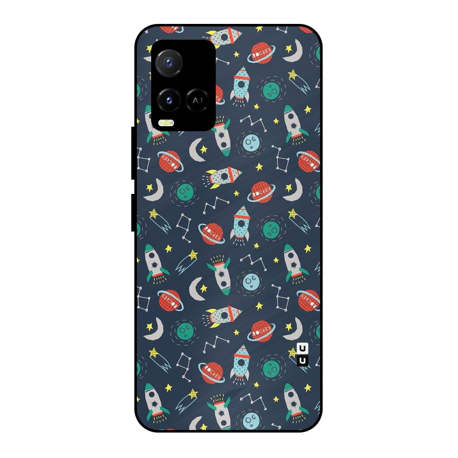 Space Rocket Pattern Metal Back Case for Vivo Y21