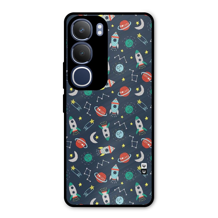 Space Rocket Pattern Metal Back Case for Vivo Y29