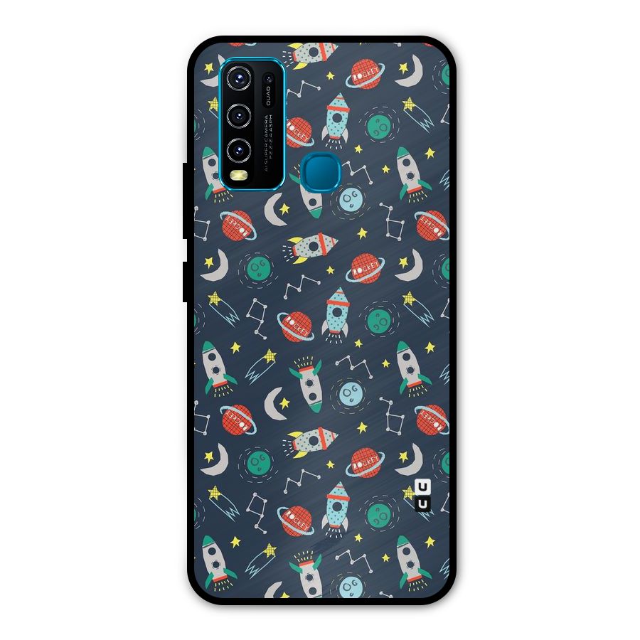 Space Rocket Pattern Metal Back Case for Vivo Y50