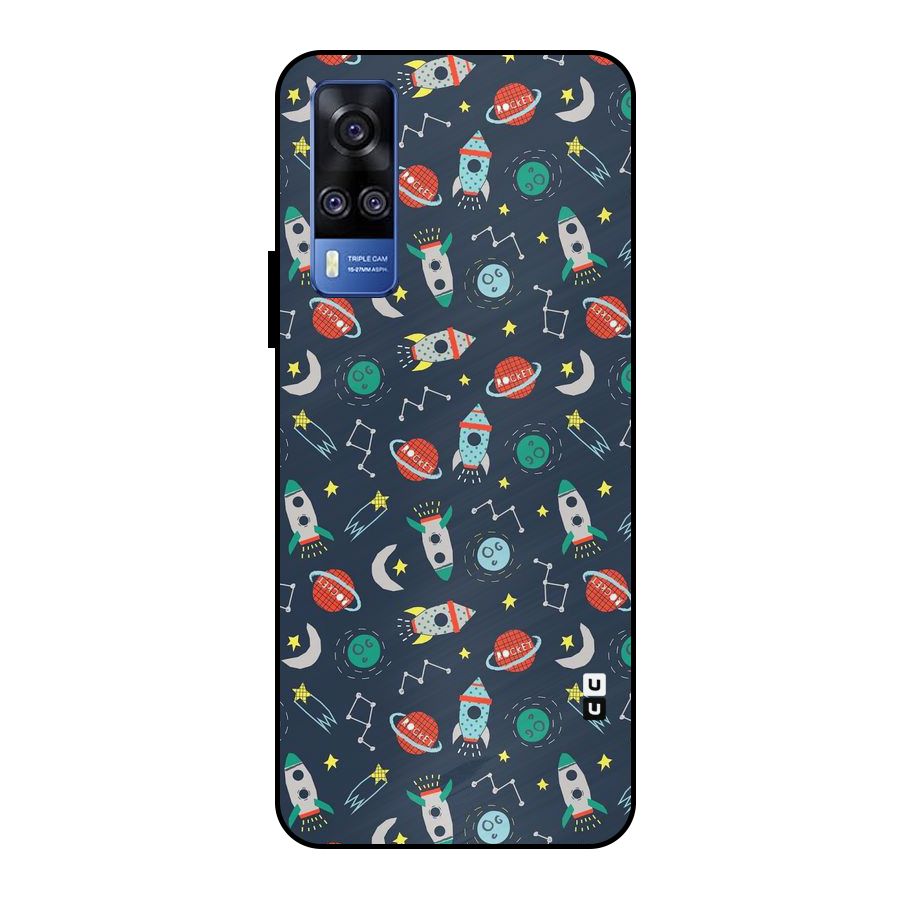 Space Rocket Pattern Metal Back Case for Vivo Y51