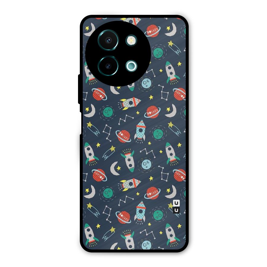 Space Rocket Pattern Metal Back Case for Vivo Y58