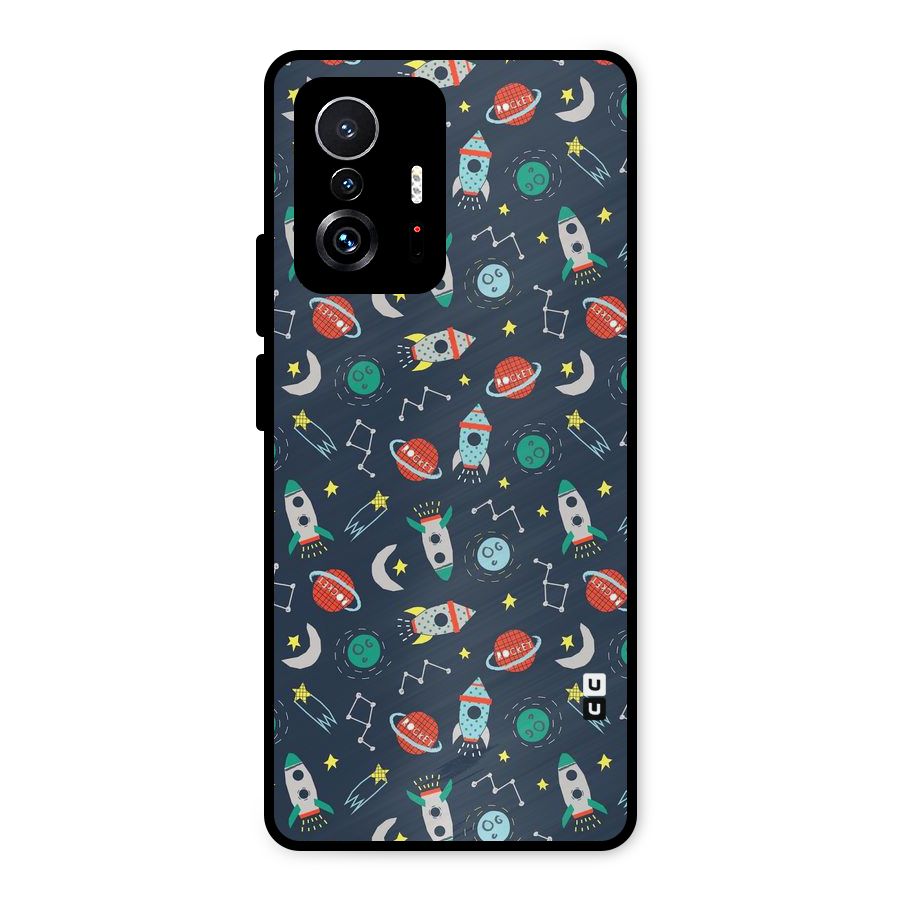 Space Rocket Pattern Metal Back Case for Xiaomi 11T Pro