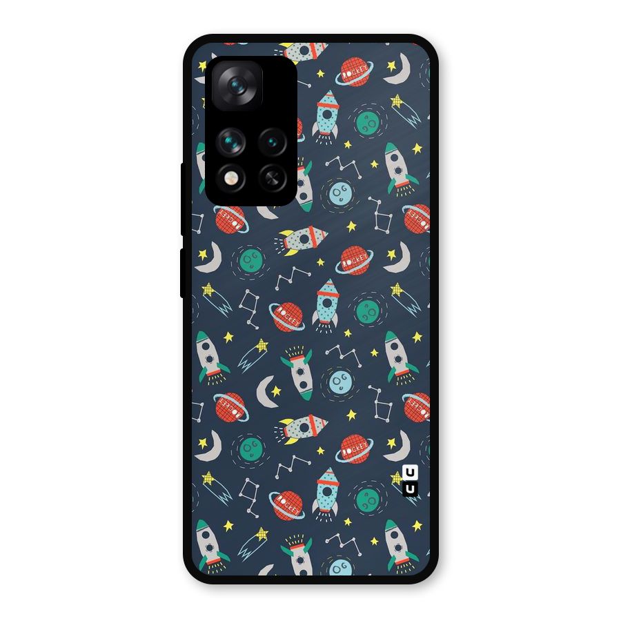 Space Rocket Pattern Metal Back Case for Xiaomi 11i Hypercharge 5G