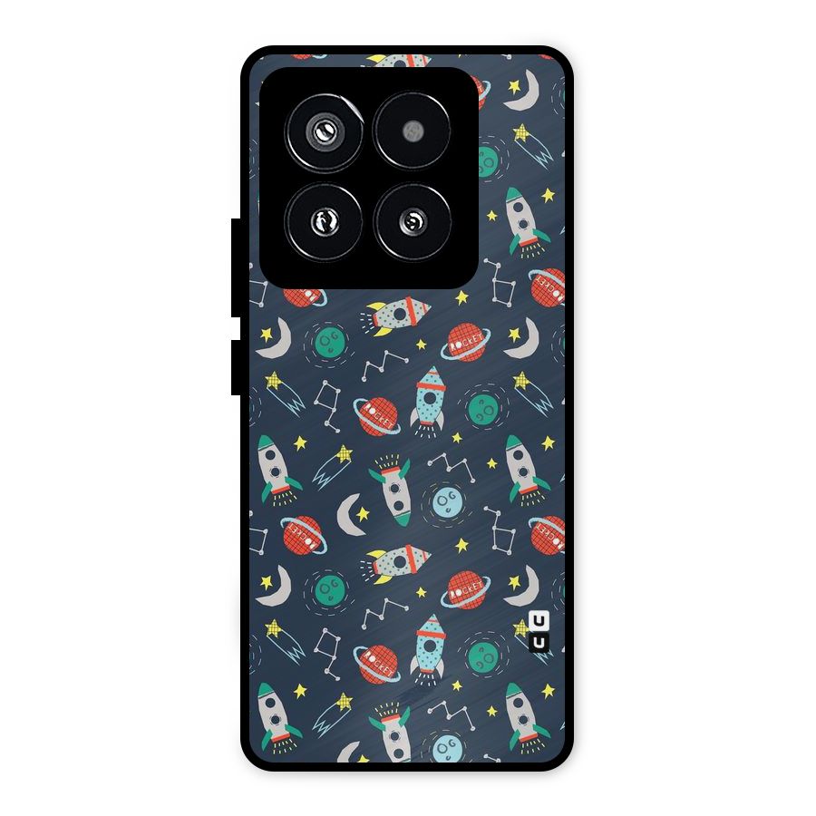 Space Rocket Pattern Metal Back Case for Xiaomi 14 Pro