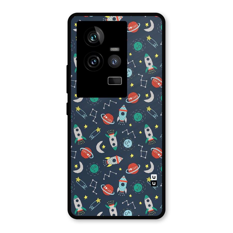 Space Rocket Pattern Metal Back Case for iQOO 11 5G