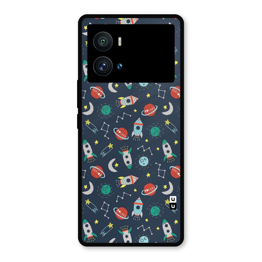 Space Rocket Pattern Metal Back Case for iQOO 9 Pro