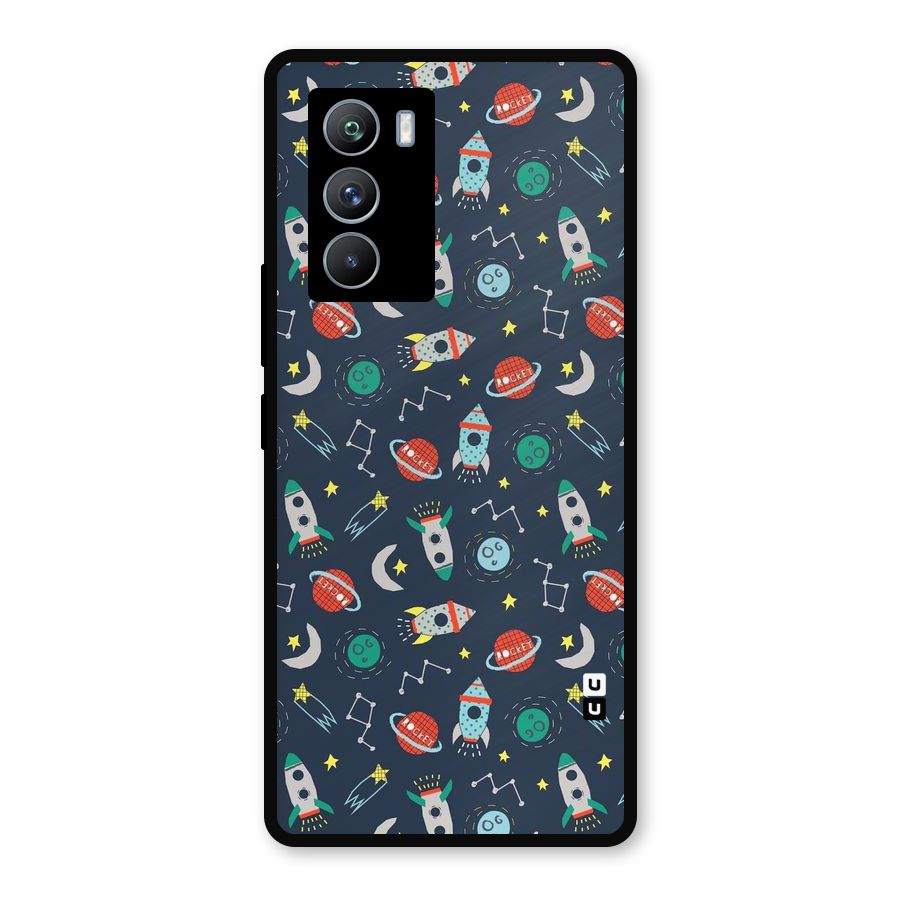 Space Rocket Pattern Metal Back Case for iQOO 9 SE