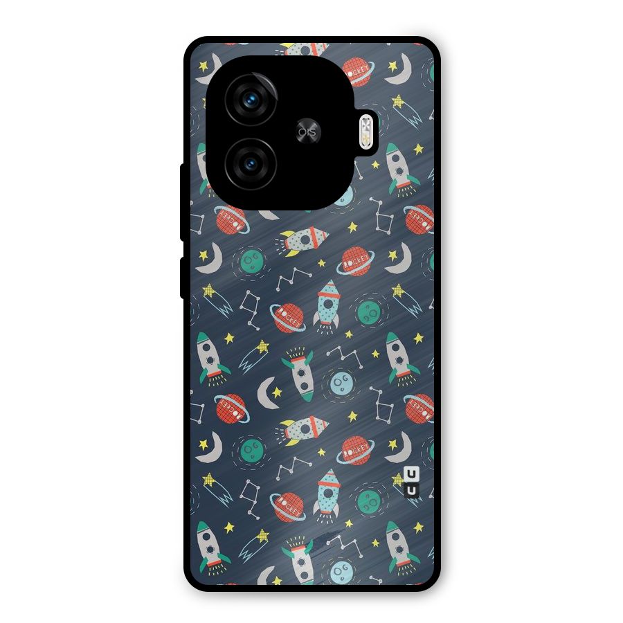 Space Rocket Pattern Metal Back Case for iQOO Neo 10R