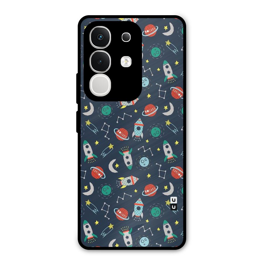 Space Rocket Pattern Metal Back Case for iQOO Z10x