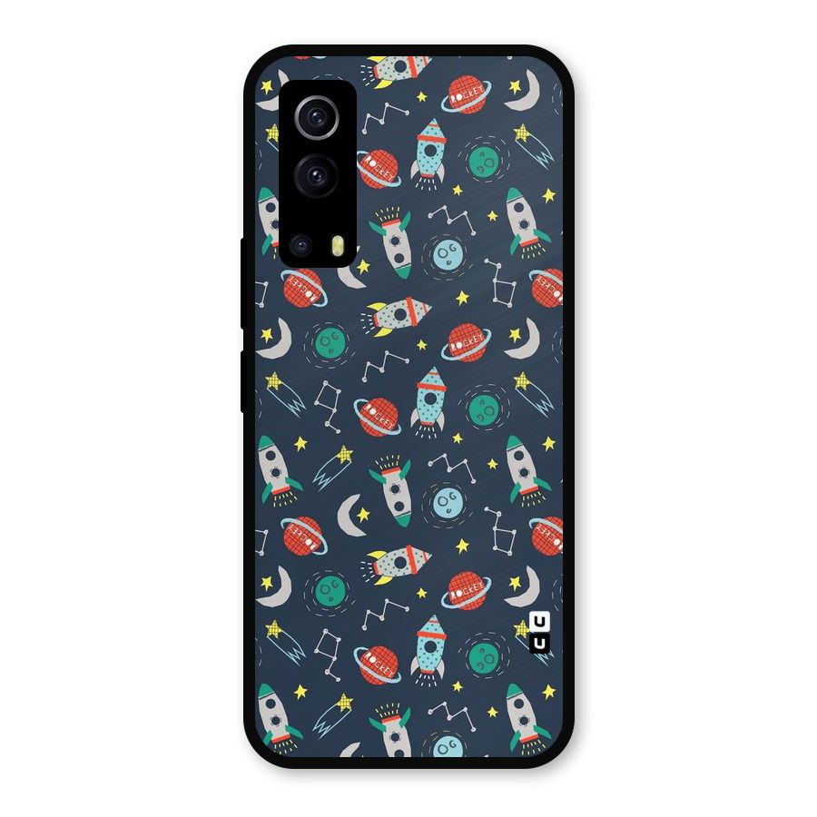 Space Rocket Pattern Metal Back Case for iQOO Z3