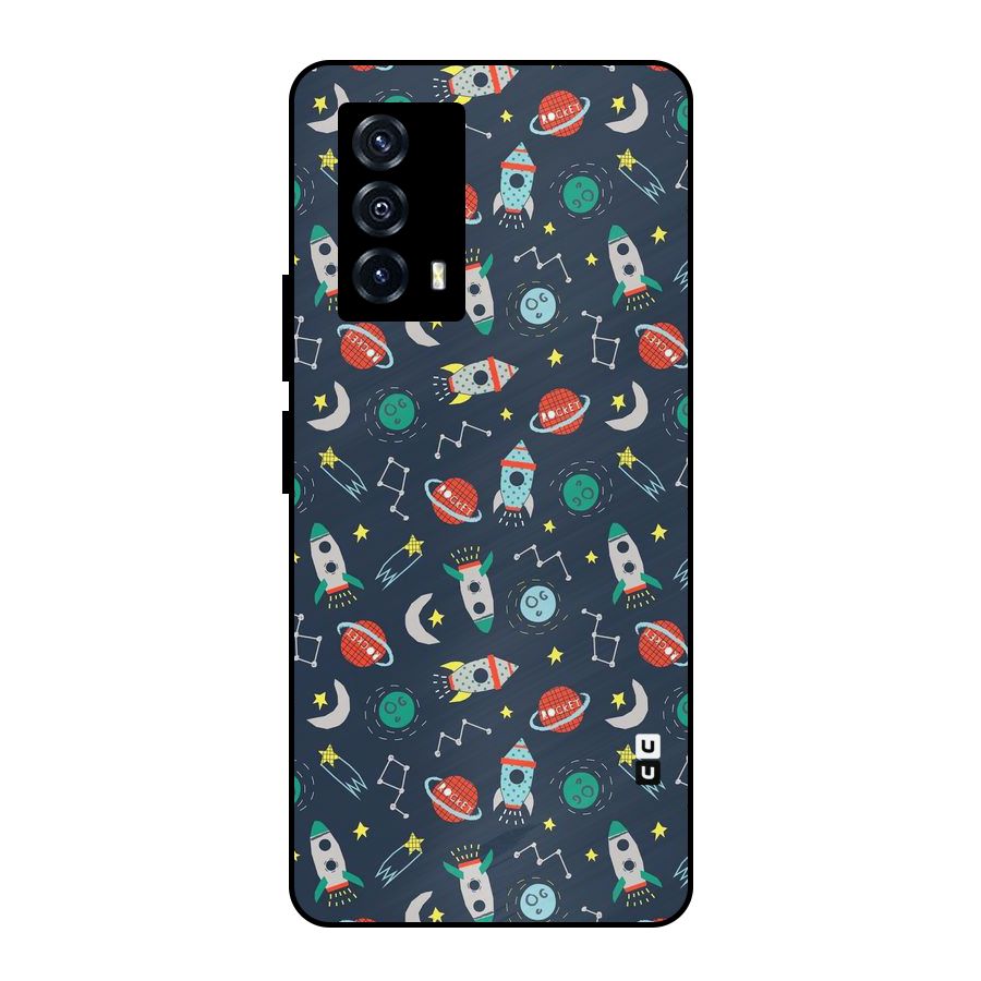 Space Rocket Pattern Metal Back Case for iQOO Z5