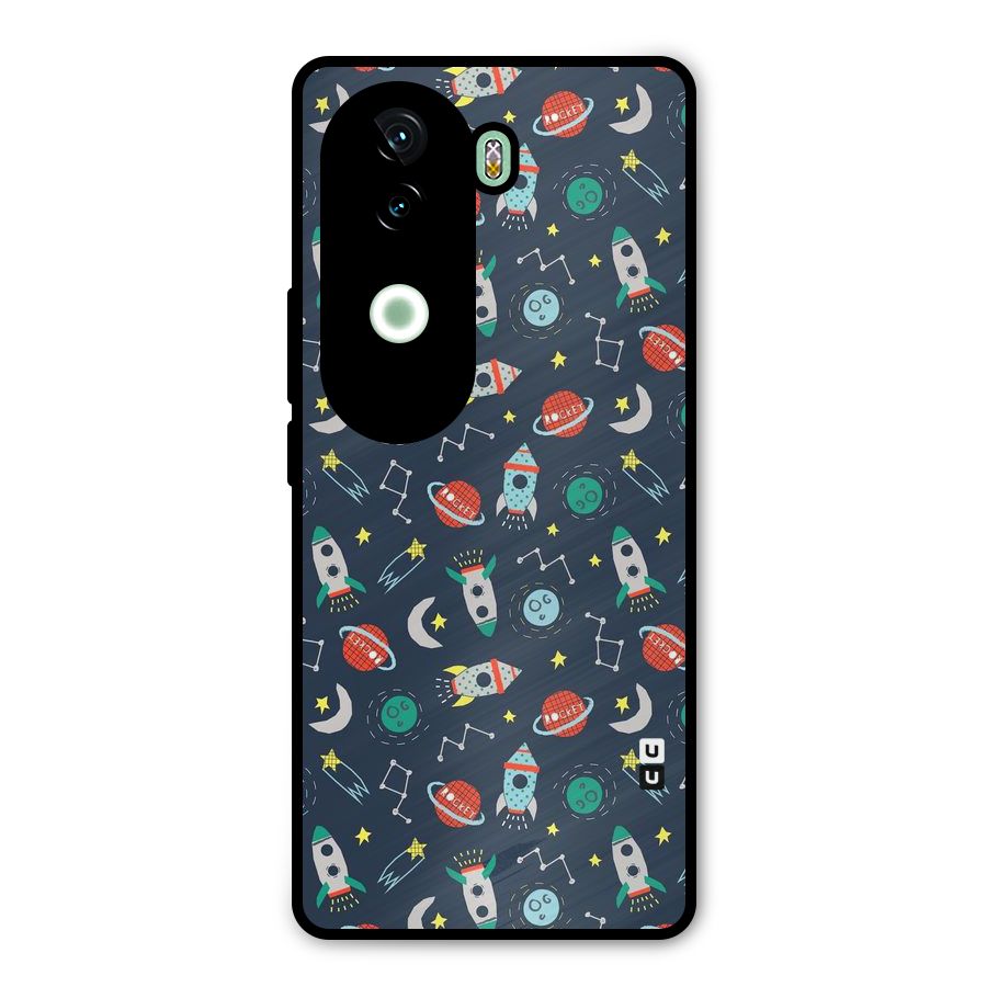 Space Rocket Pattern Metal Back Case for iQOO Z9s