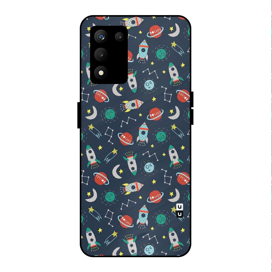 Space Rocket Pattern Metal Back Case for realme 9 5G SE