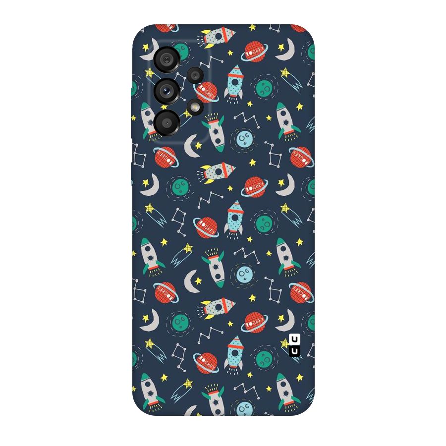 Space Rocket Pattern Original Polycarbonate Back Case for Galaxy A73 5G