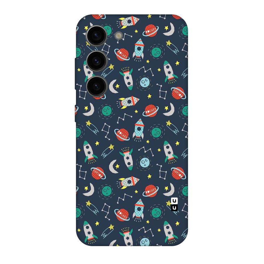 Space Rocket Pattern Original Polycarbonate Back Case for Galaxy S23