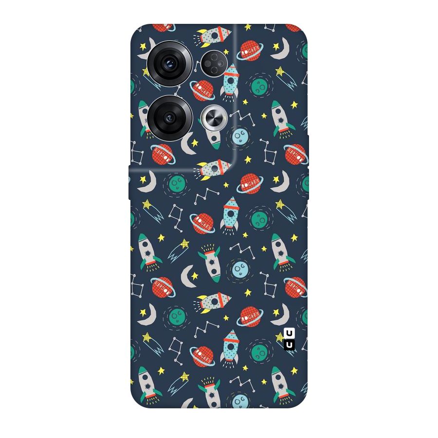 Space Rocket Pattern Original Polycarbonate Back Case for Oppo Reno8 Pro 5G
