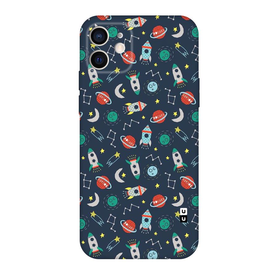 Space Rocket Pattern Original Polycarbonate Back Case for iPhone 12