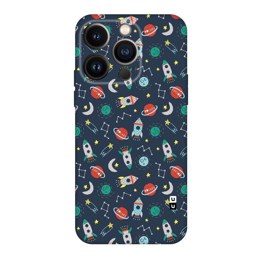 Space Rocket Pattern Original Polycarbonate Back Case for iPhone 14 Pro