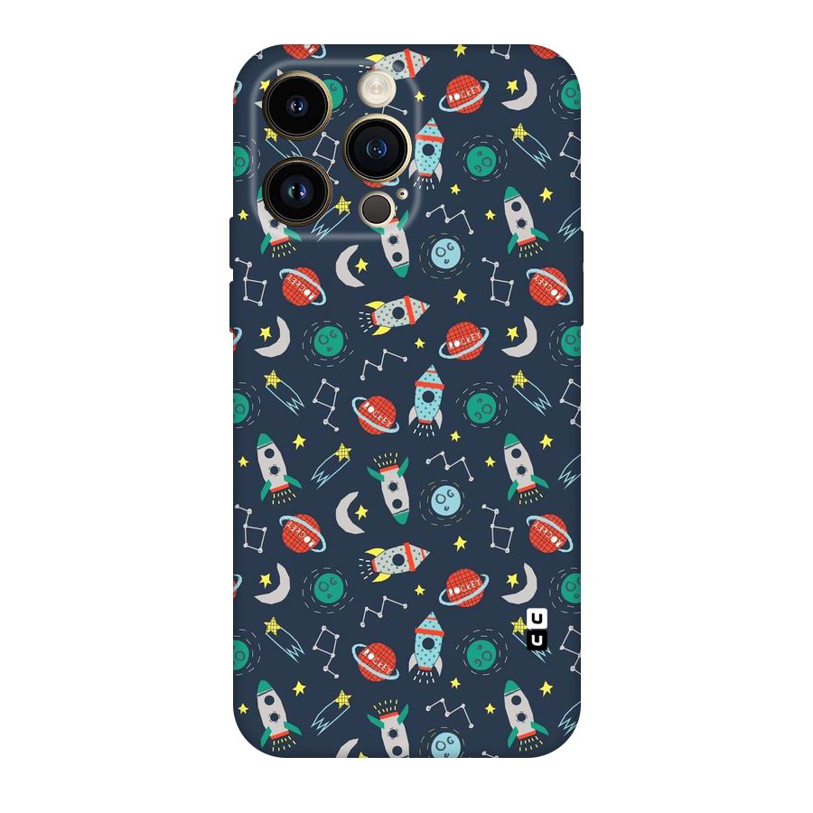 Space Rocket Pattern Original Polycarbonate Back Case for iPhone 14 Pro Max