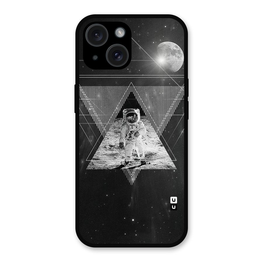 Space Triangle Abstract Metal Back Case for iPhone 15