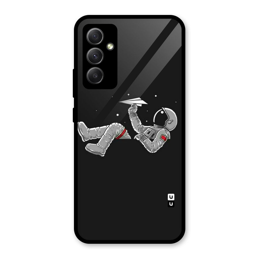 Spaceman Flying Glass Back Case for Galaxy A34