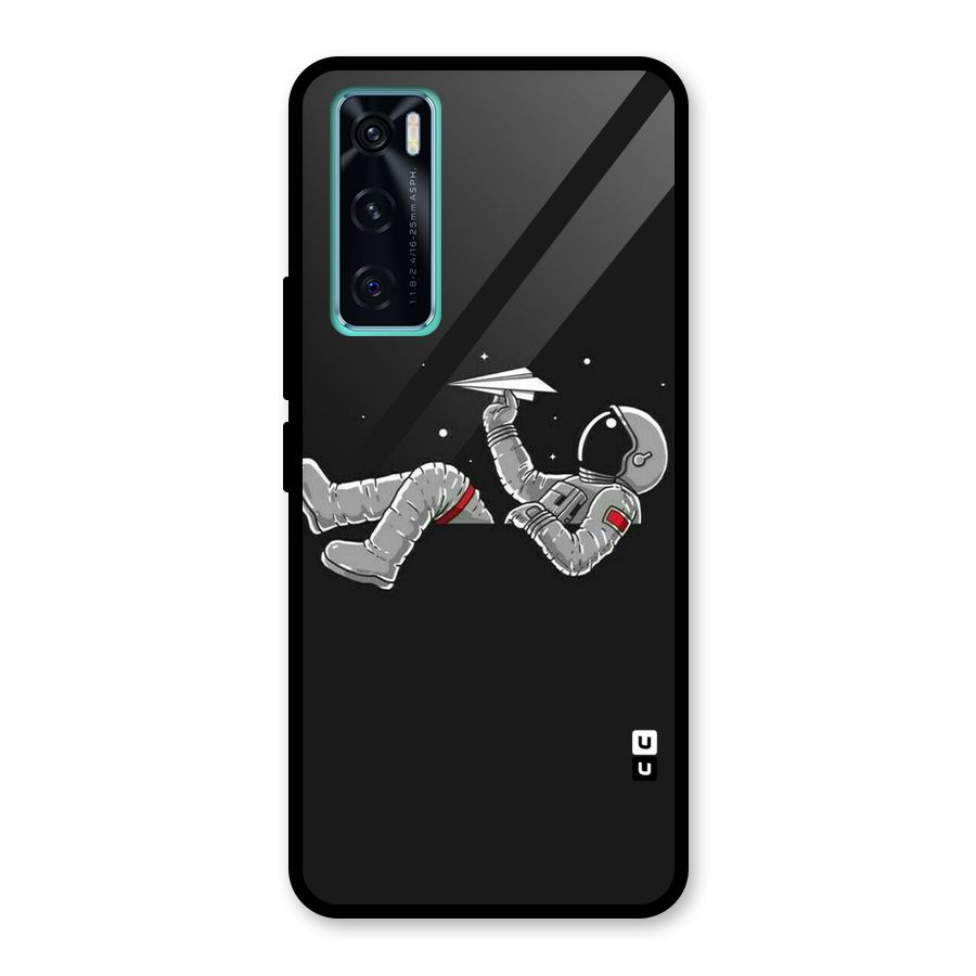 Spaceman Flying Glass Back Case for Vivo V20 SE