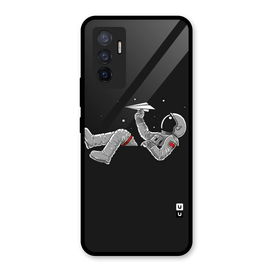 Spaceman Flying Glass Back Case for Vivo V23e