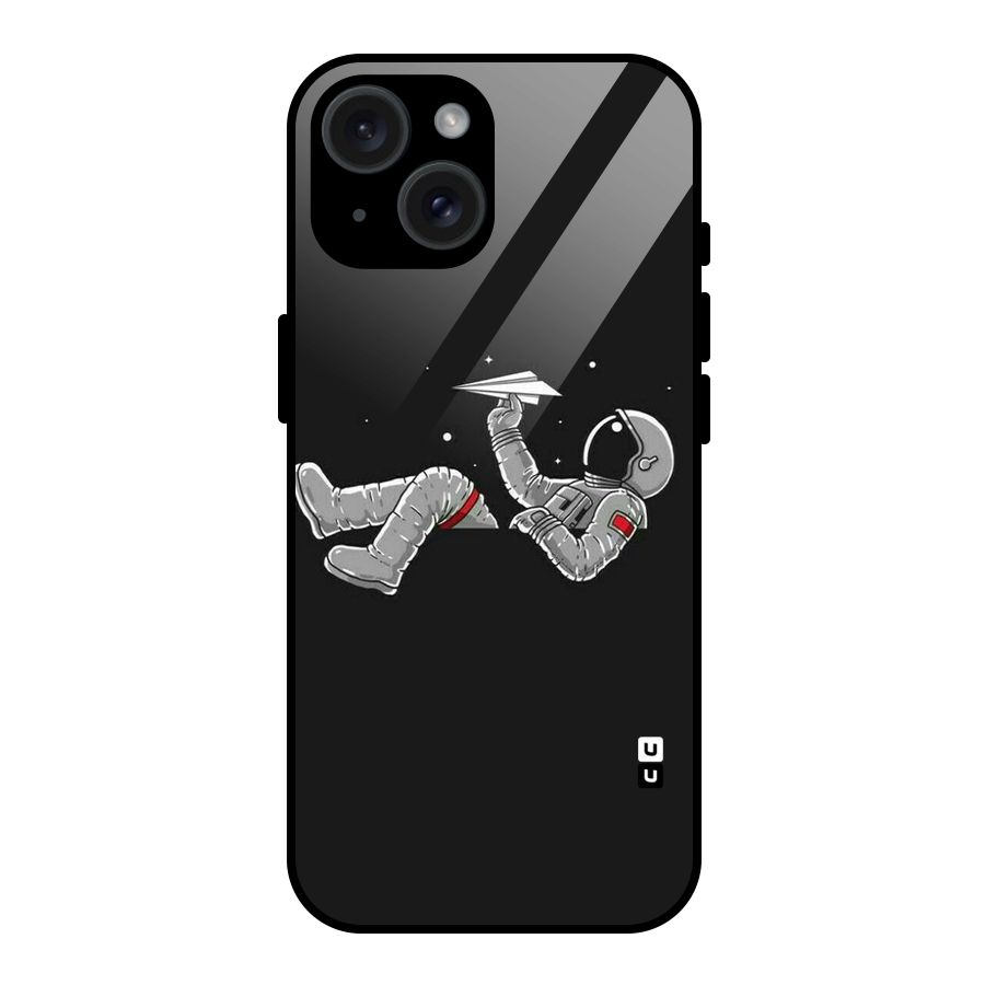 Spaceman Flying Glass Back Case for iPhone 15
