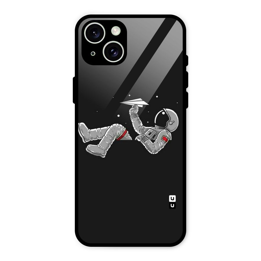 Spaceman Flying Glass Back Case for iPhone 15 Plus