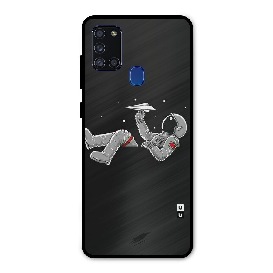 Spaceman Flying Metal Back Case for Galaxy A21s