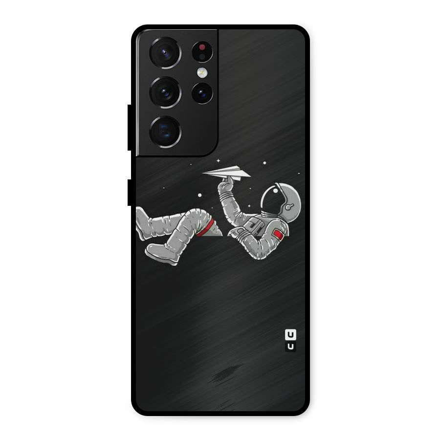 Spaceman Flying Metal Back Case for Galaxy S21 Ultra 5G