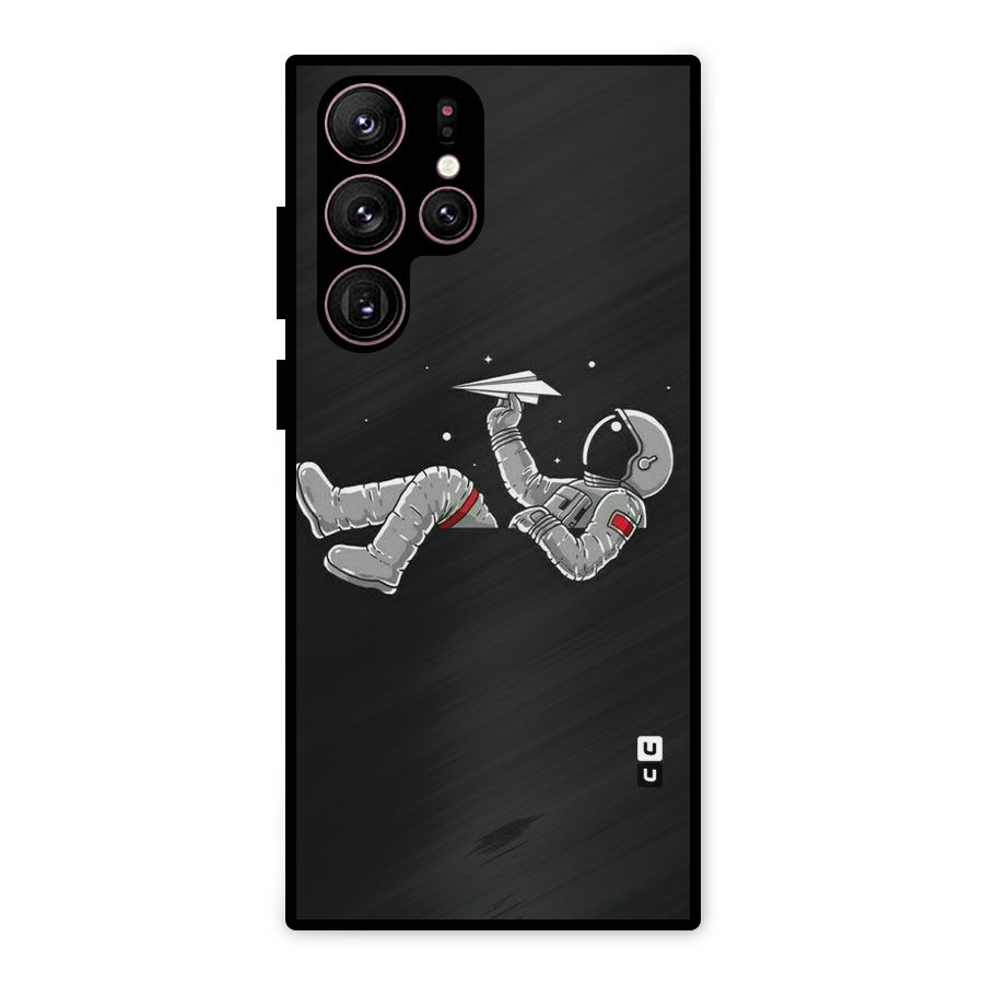 Spaceman Flying Metal Back Case for Galaxy S22 Ultra 5G