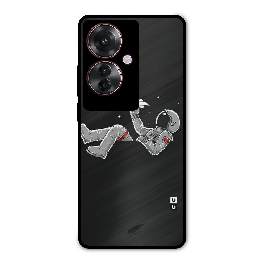 Spaceman Flying Metal Back Case for Oppo F25 Pro