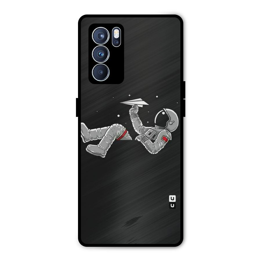 Spaceman Flying Metal Back Case for Oppo Reno6 Pro 5G