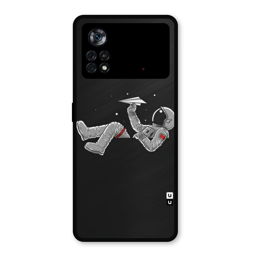 Spaceman Flying Metal Back Case for Poco X4 Pro 5G