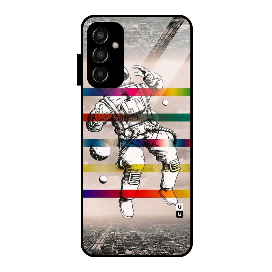 Spaceman Rainbow Stripes Glass Back Case for Galaxy F13