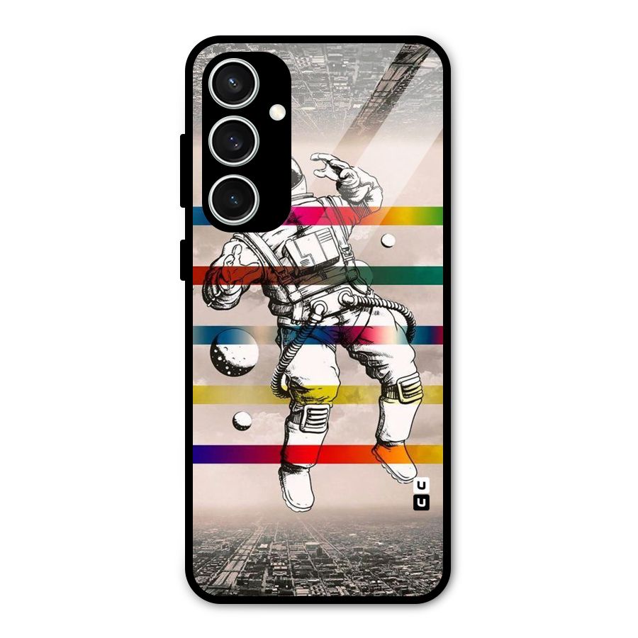 Spaceman Rainbow Stripes Glass Back Case for Galaxy S23 FE