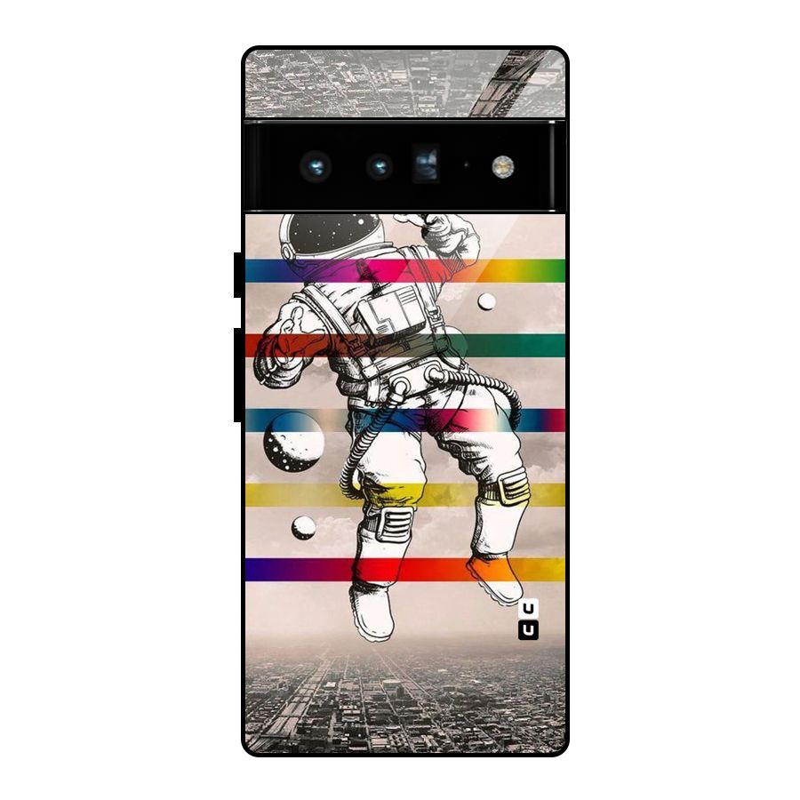 Spaceman Rainbow Stripes Glass Back Case for Google Pixel 6 Pro
