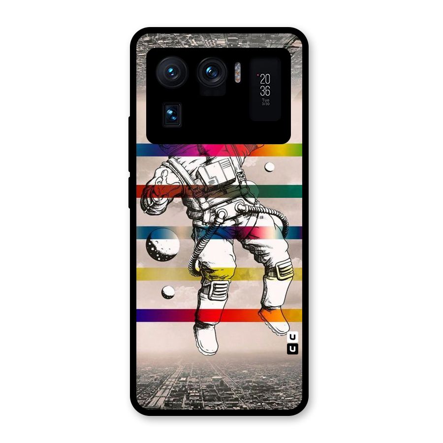 Spaceman Rainbow Stripes Glass Back Case for Mi 11 Ultra