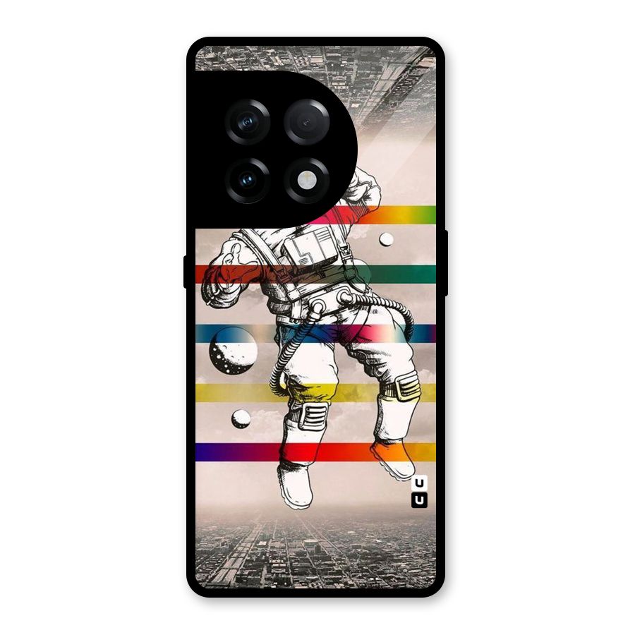 Spaceman Rainbow Stripes Glass Back Case for OnePlus 11R