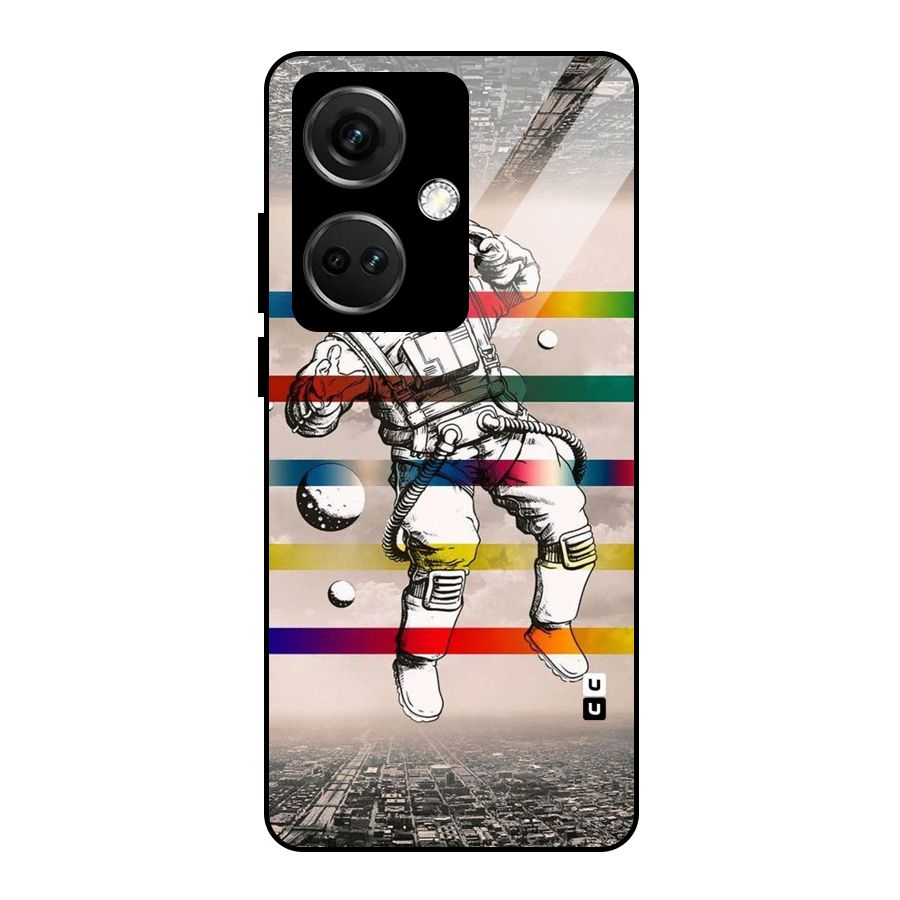 Spaceman Rainbow Stripes Glass Back Case for OnePlus Nord CE 3 5G