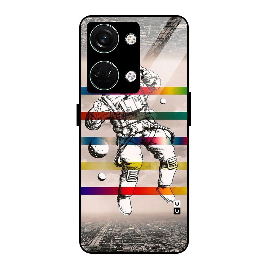 Spaceman Rainbow Stripes Glass Back Case for Oneplus Nord 3
