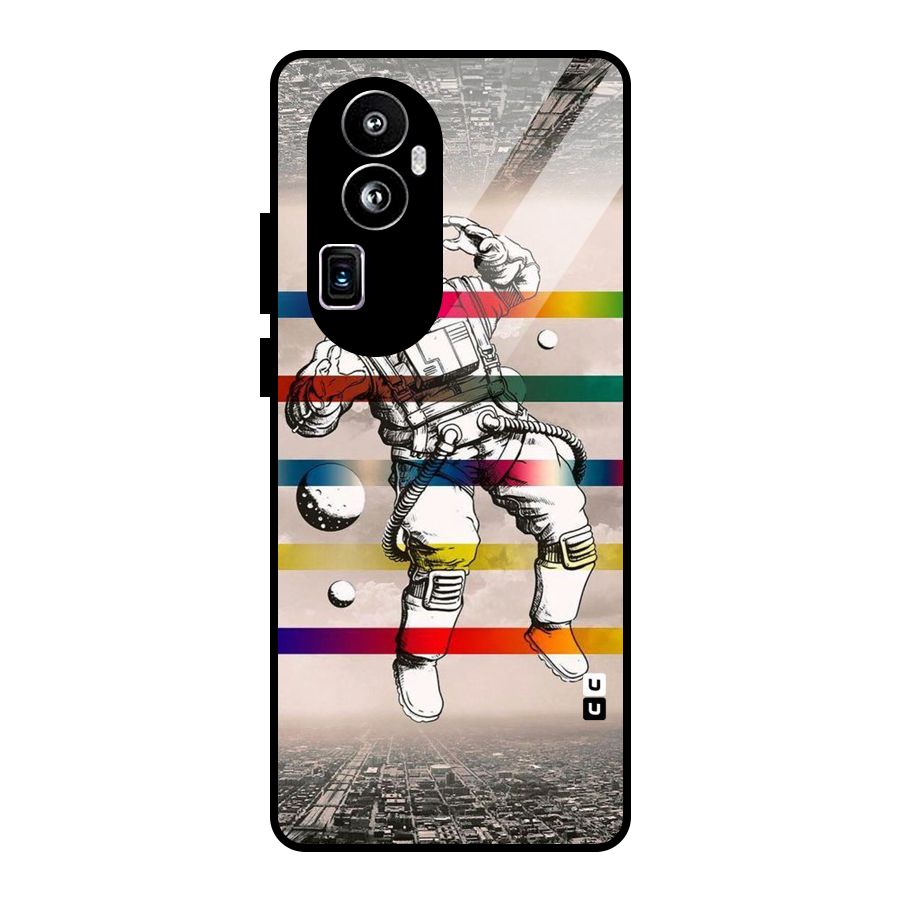 Spaceman Rainbow Stripes Glass Back Case for Oppo Reno10 Pro Plus