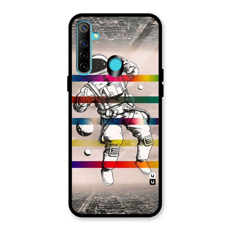 Spaceman Rainbow Stripes Glass Back Case for Realme 5