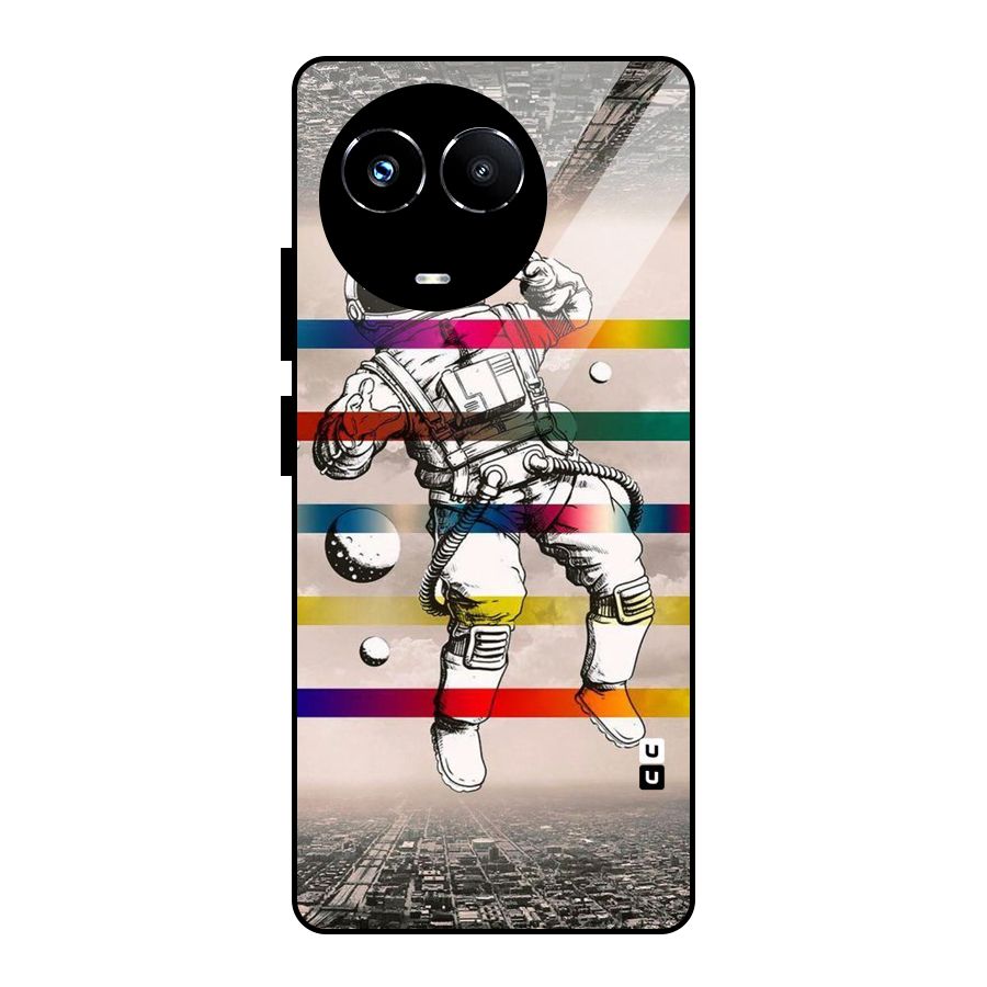 Spaceman Rainbow Stripes Glass Back Case for Realme Narzo 60X