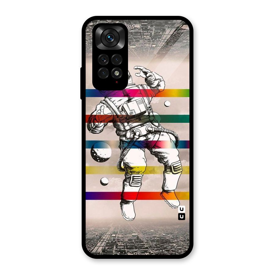Spaceman Rainbow Stripes Glass Back Case for Redmi Note 11S