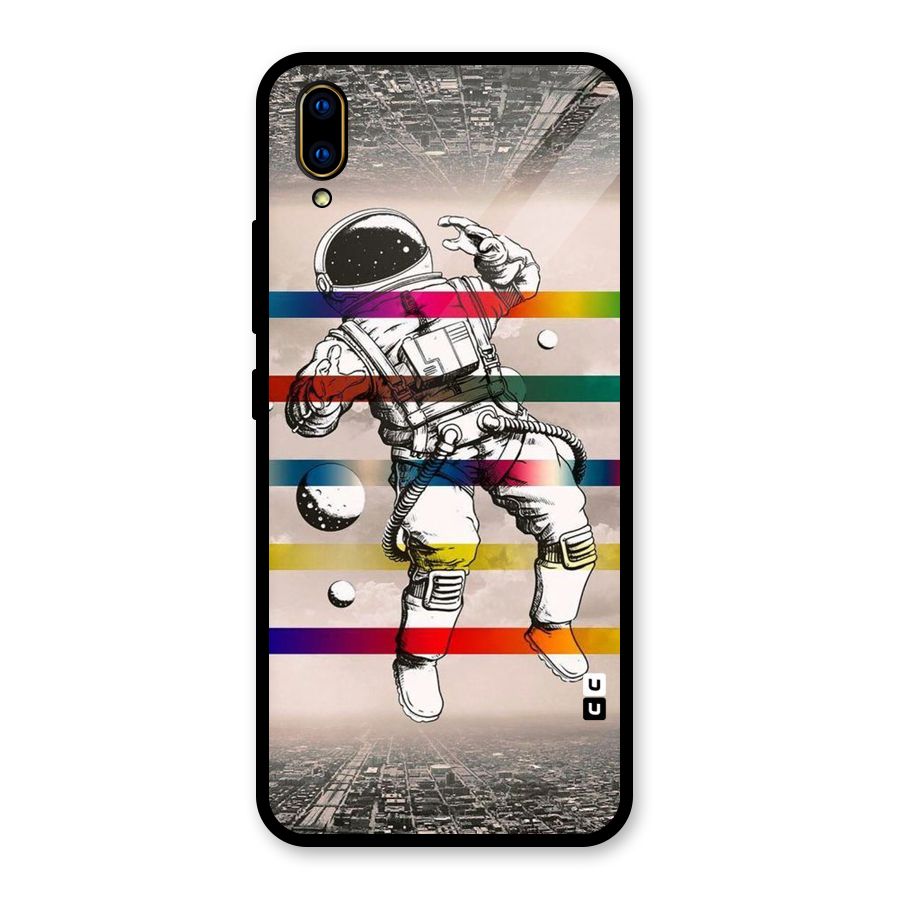 Spaceman Rainbow Stripes Glass Back Case for Vivo V11 Pro