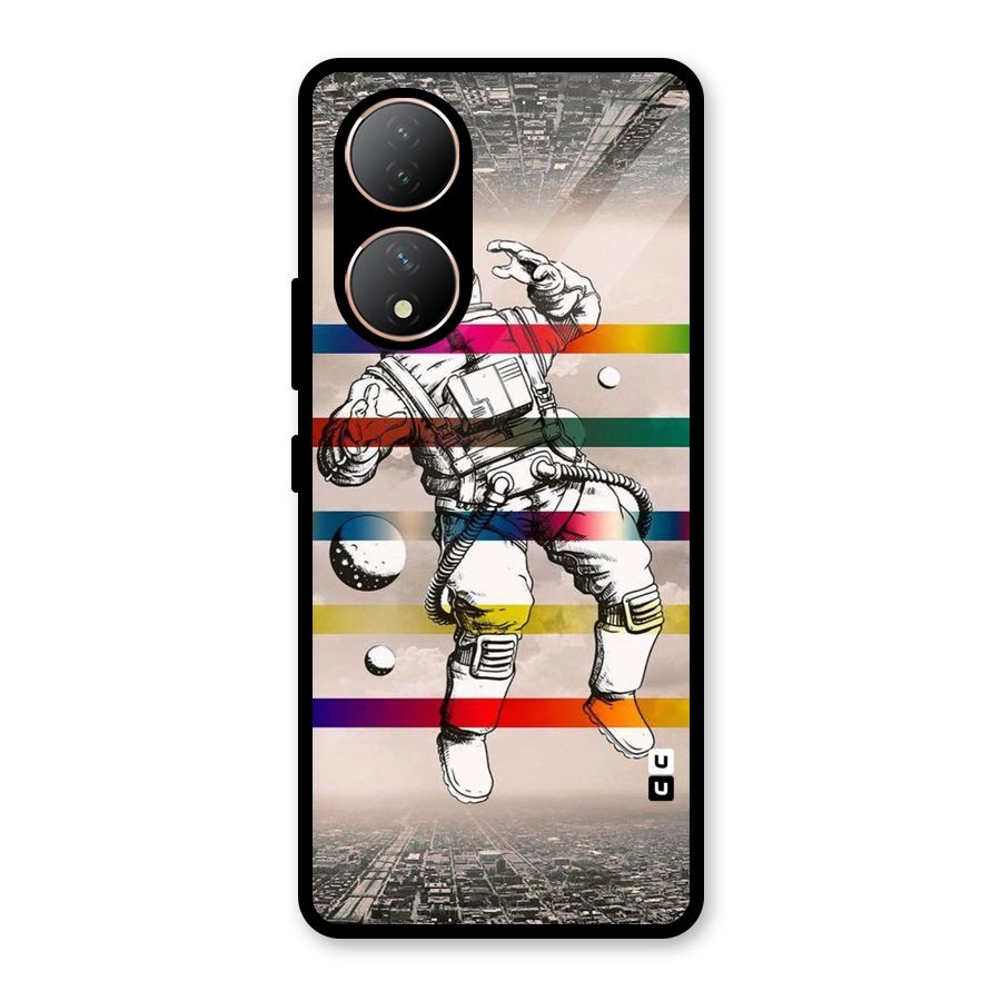 Spaceman Rainbow Stripes Glass Back Case for Vivo Y100A