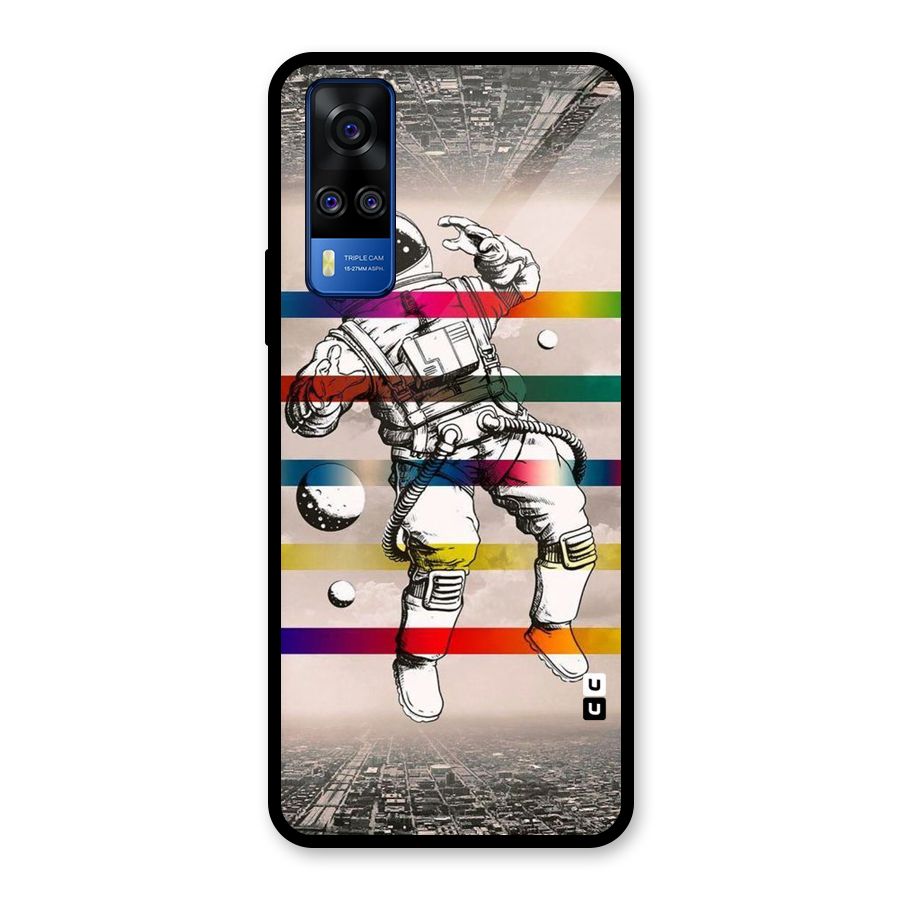 Spaceman Rainbow Stripes Glass Back Case for Vivo Y31
